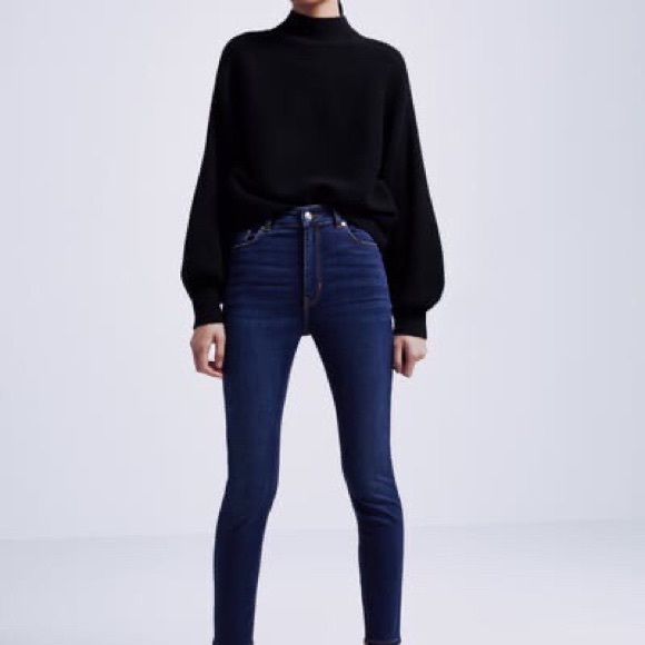 Zara Denim - high waist deep blue skinny jeans